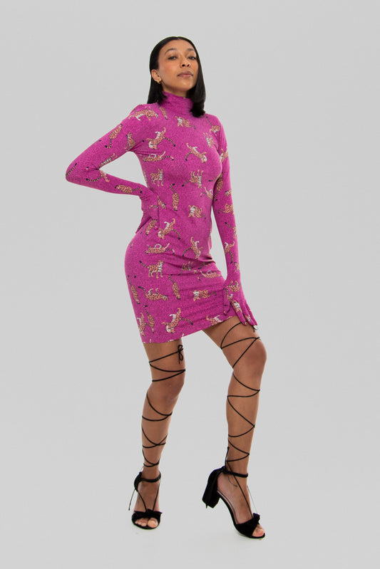 VESTIDO DE LYCRA ONÇA PINK